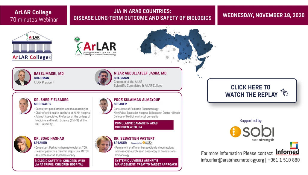 JIA IN ARAB COUNTRIES: DISEASE LONG-TERM OUTCOME AND SAFETY OF BIOLOGICS